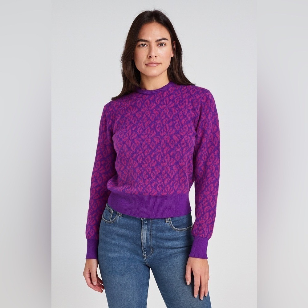 Castleberry Vintage Pink Purple Textured Knit Sweater USA Made Small